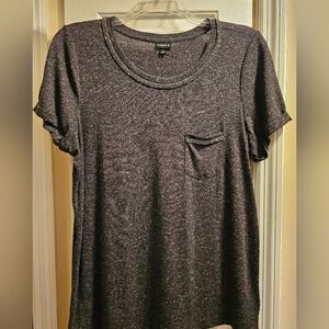 Torrid Charcoal Short Sleeve Tee with Rhinestone Neckline